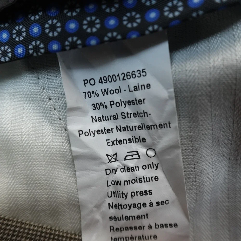 Ralph Lauren Pants Mens 38X34 Beige Wool Chino Trouser Dress‎ Slacks Flat Front